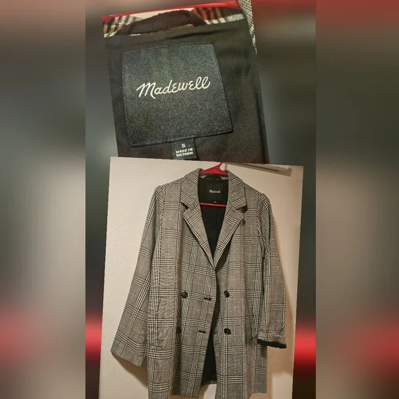Madewell Black and White Checkered Blazer - Picture 1 of 3